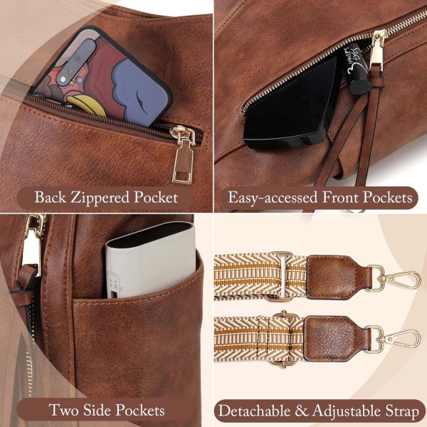 Chase Chic Hobo Bag for Women, PU Ladies Purse Handbags Trendy Crossbody Shoulder Bucket Bag for Work,Travel - Image 5