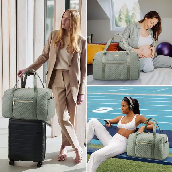 LOVEVOOK Travel Bag for Women, Weekend Overnight Duffle Bags with Cosmetic Bag, Large Waterproof Ladies Holdall for Hospital Maternity, Carry On Flight Womens, Green - Image 6