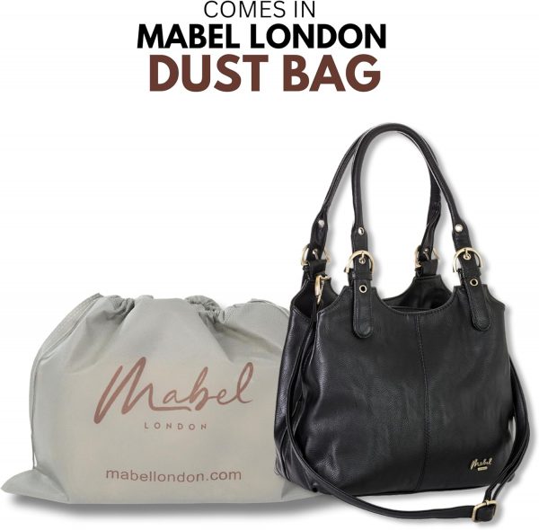 Mabel London Shoulder Bag for Women – Faux Leather Lightweight Crossbody Handbag – Vegan Everyday Handbag with Zipped Compartments – Ideal for Work, Travel & Casual Outfits - Image 7