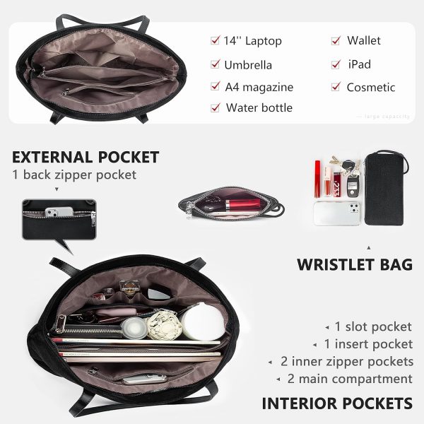 VOLGANIK ROCK Tote Bags for Women, Large and Lightweight Handbags for Women Water Resistant Nylon Shoulder Bag for Women Ladies Work Bags Shopping Bag Travel Bag Beach Bag School Bag - Image 4