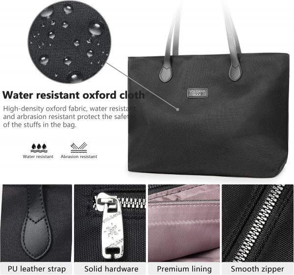 VOLGANIK ROCK Tote Bags for Women, Large and Lightweight Handbags for Women Water Resistant Nylon Shoulder Bag for Women Ladies Work Bags Shopping Bag Travel Bag Beach Bag School Bag - Image 5